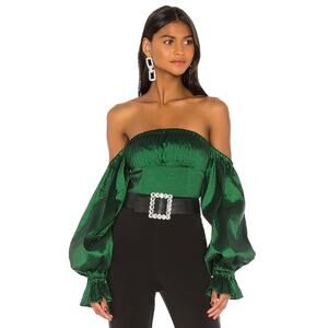NEW Lovers and Friends Fraya Off-the-Shoulder Top in Emerald Green Small